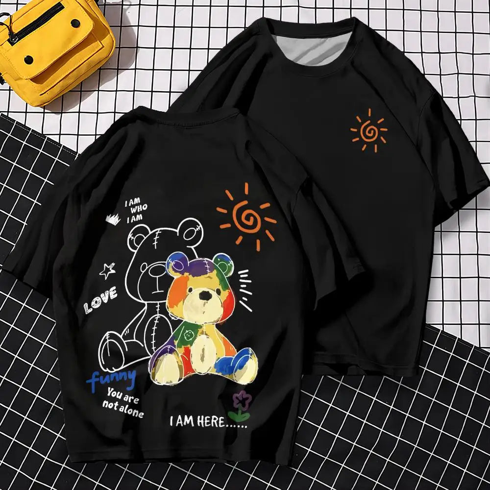 T-shirt à manches courtes avec ours 3D Harajuku