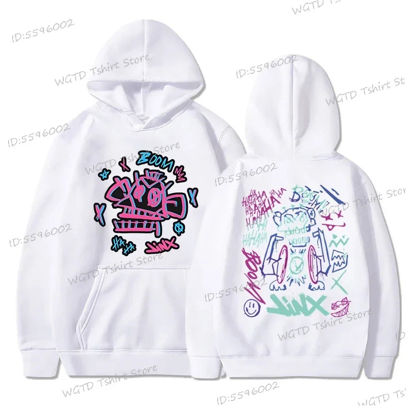 Arcane Jinx Anime Hoodie – Lässiger Pullover für Männer und Frauen, Streetwear für Spieleliebhaber und Fans