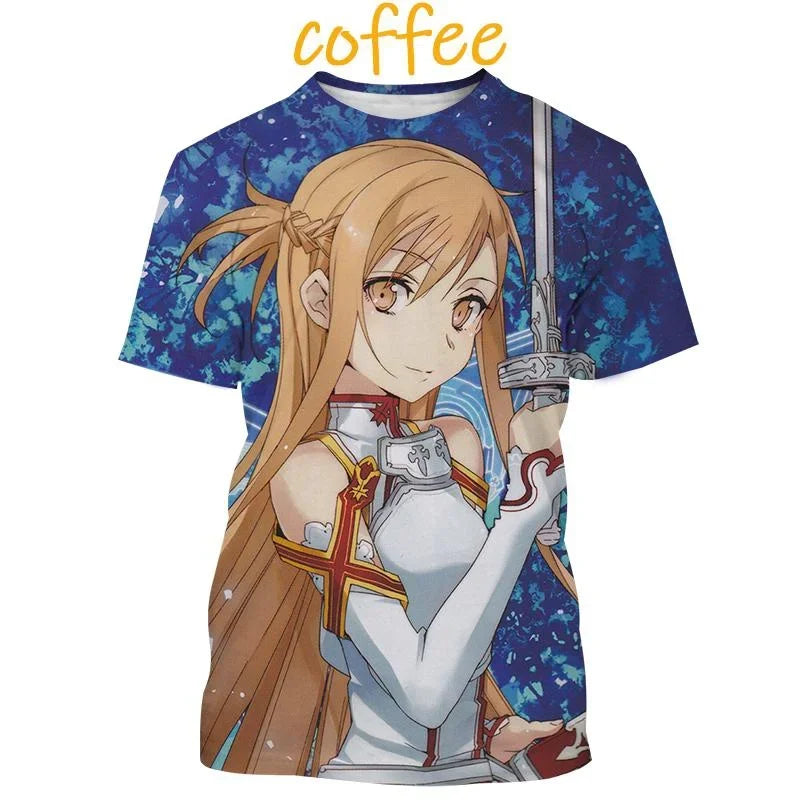 T-shirt Kirito & Asuna Sword Art Online Haut décontracté à manches courtes