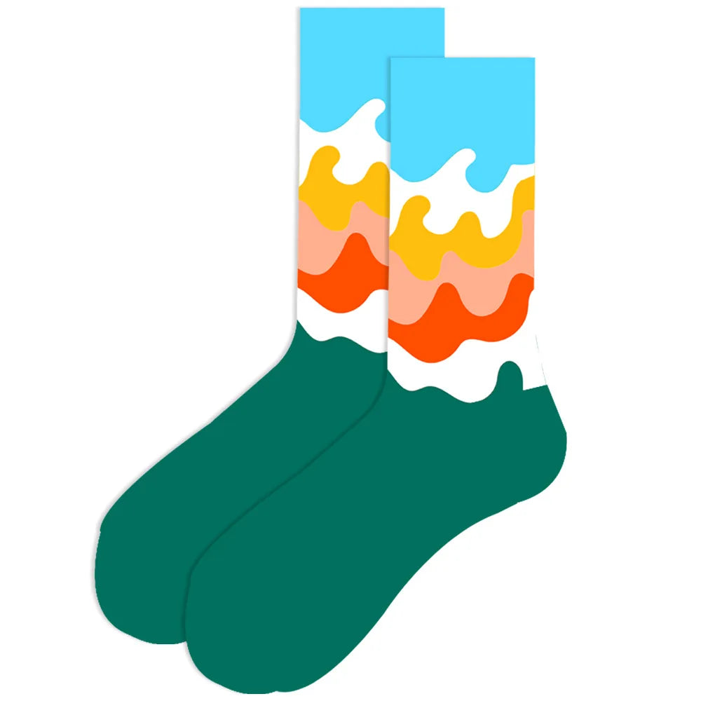 Lustige Streetwear-Socken in großen Größen – Cartoon-Tier- und Obstdesigns, Hip-Hop-Baumwolle
