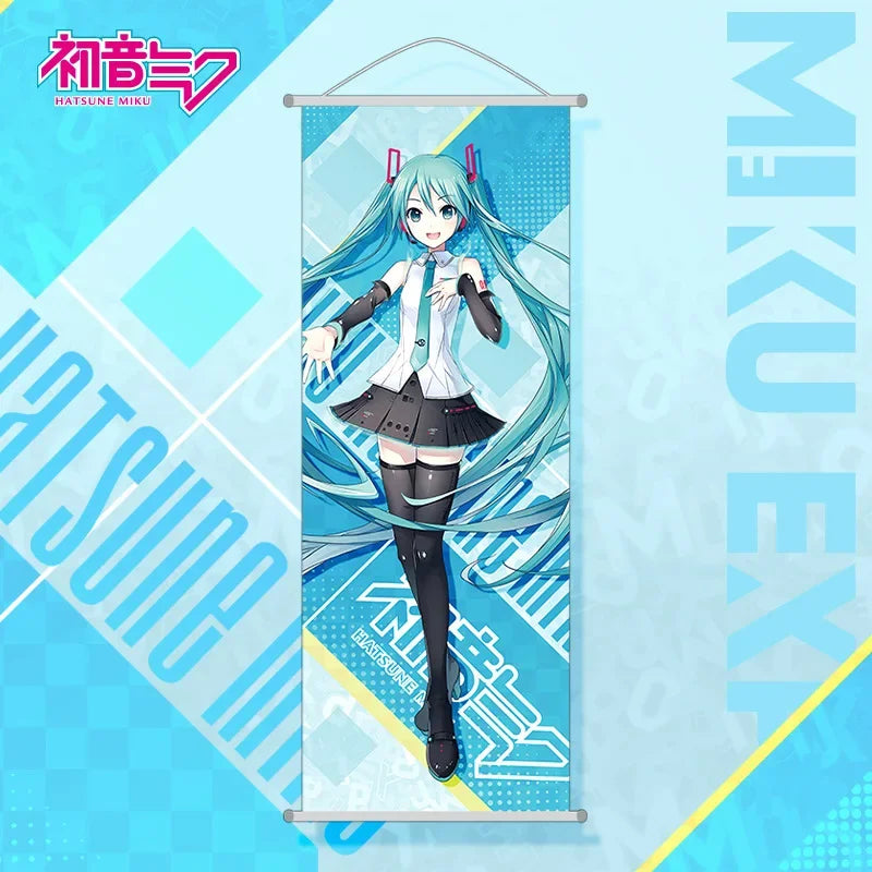 New Bandai Hatsune Miku 2D Peach Skin Scroll Anime Paintings Wall Decoration 25*70cm