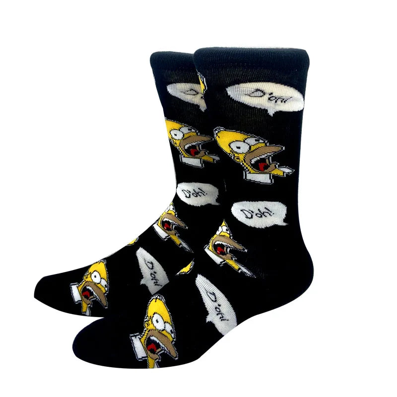 1 Pair The Simpsons Harajuku Socks – Cartoon Middle Tube Cotton for Men & Women