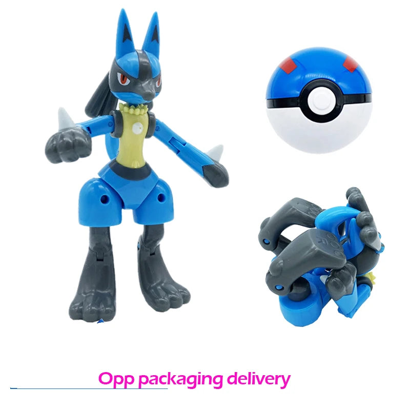 Verwandelnde Pokémon-Pokéball-Figuren – Pikachu, Glurak, Venusaurier, Blastoise, Mewtu, Gyarados, Solgaleo, Lunala und Evoli als Spielzeug