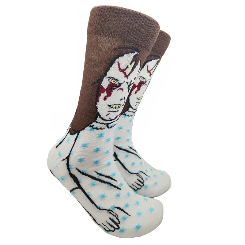 Modische Anime-Socken für Herren – Lustiger Hip-Hop-Stil mit hochwertigen Näh- und Cartoon-Mustern