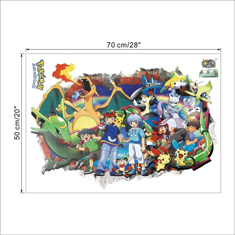 Sticker mural Pokémon Pikachu pour enfants Décoration murale Affiches