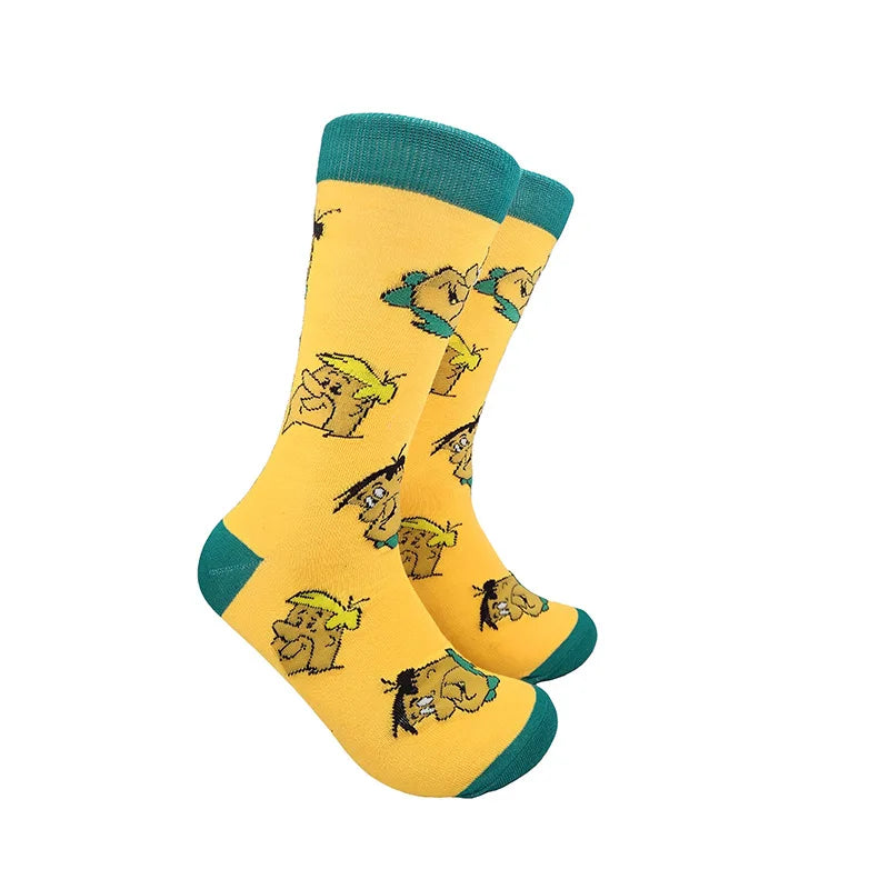 Modische Anime-Socken für Herren – Lustiger Hip-Hop-Stil mit hochwertigen Näh- und Cartoon-Mustern