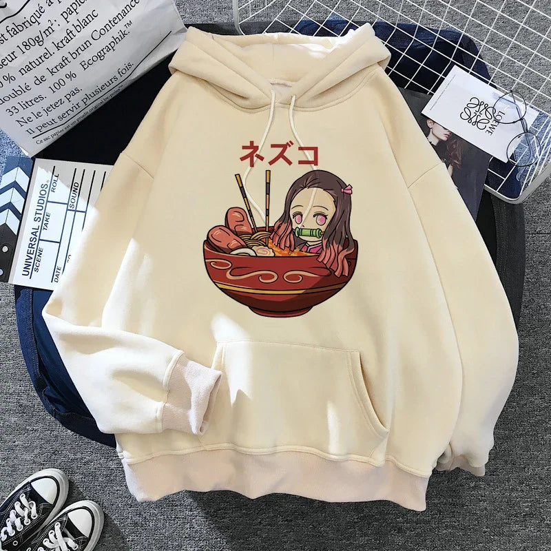 Kimetsu No Yaiba Sweatshirt – Anime Demon Slayer Hoodie mit Tanjiro & Nezuko, Harajuku Kawaii Style