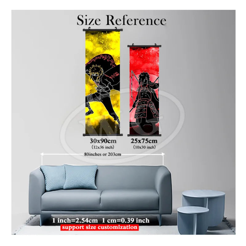Bandai Anime Canvas Naruto Painting Kakashi Picture Hanging Scrolls Home Decor Wall Artwork