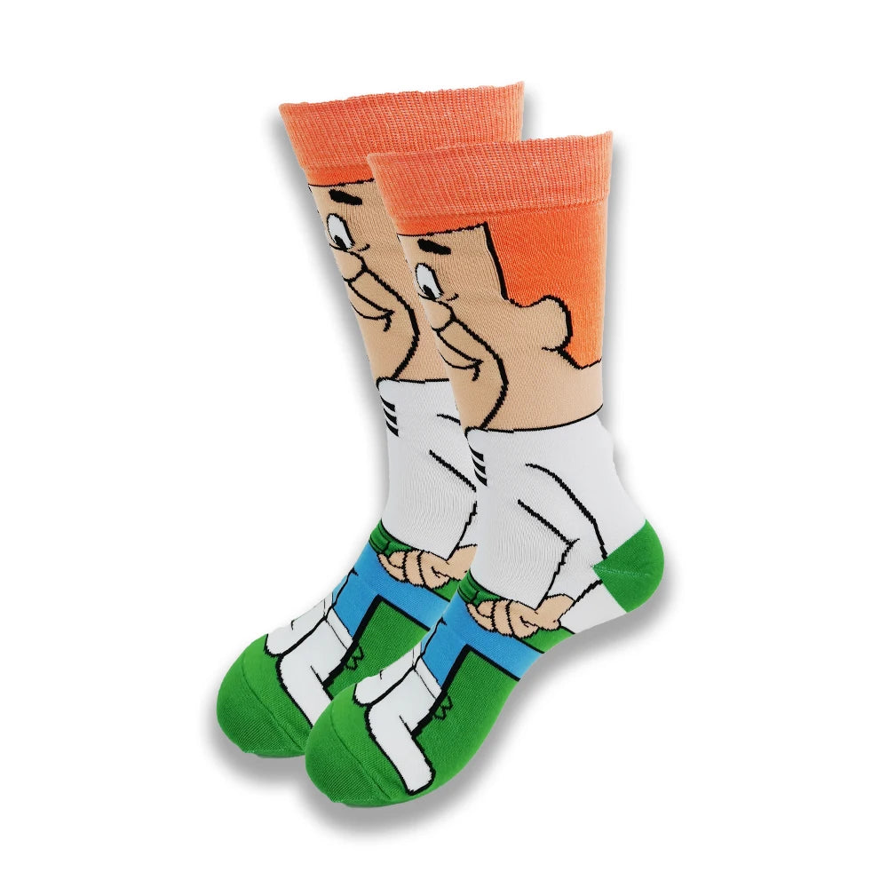 Lustige Socken mit Cartoon-Anime-Print – Personalisierter atmungsaktiver Baumwoll-Hip-Hop-Stil für Männer und Frauen