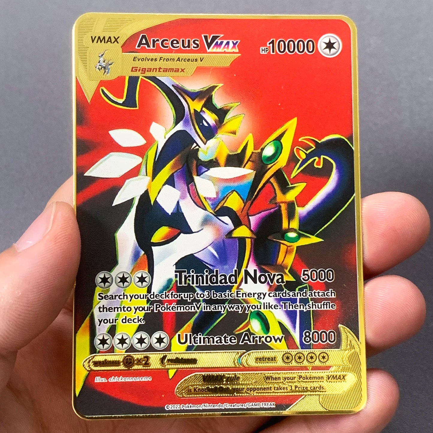 Pokemon Metall Karte 10000 Punkte Arceus Charizard Raichu Super Karte Goldene Englisch Anime Sammlung Karten