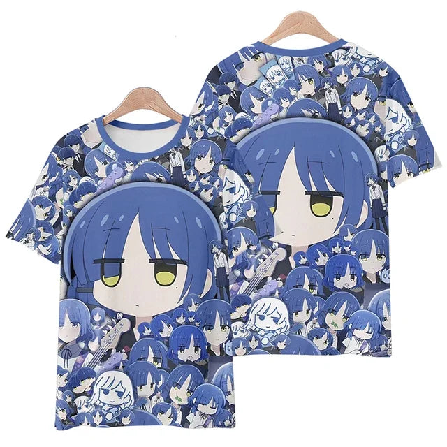 Anime Manga Bocchi The Rock 3D Print T-Shirt Unisex Short Sleeve Oversized Streetwear for Men Women Kids Fashion Clothing