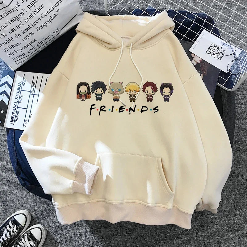 Kimetsu No Yaiba Sweatshirt – Anime Demon Slayer Hoodie mit Tanjiro & Nezuko, Harajuku Kawaii Style