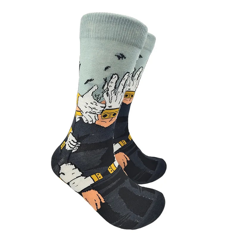 Modische Anime-Socken für Herren – Lustiger Hip-Hop-Stil mit hochwertigen Näh- und Cartoon-Mustern