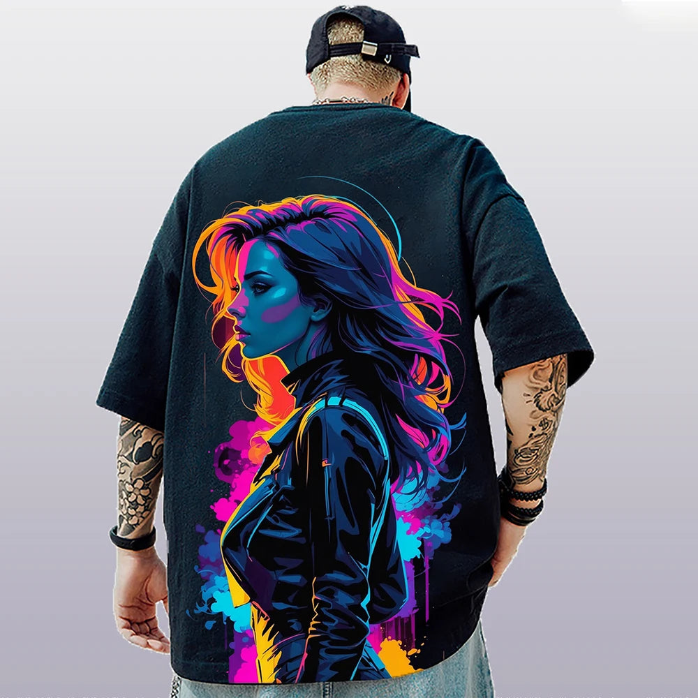 T-shirt d'été pour hommes avec imprimé anime 3D surdimensionné, haut décontracté tendance