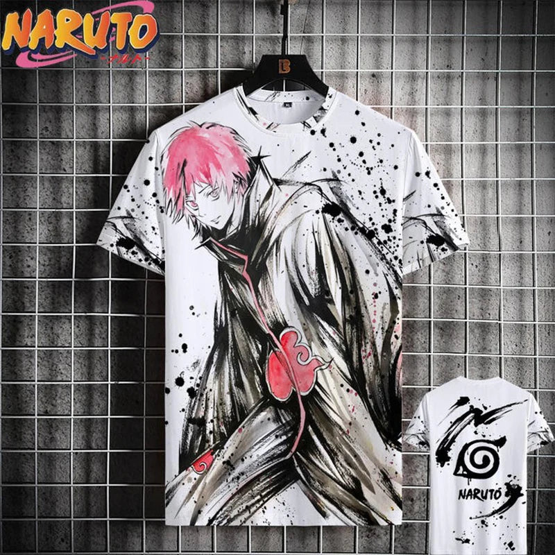 MINISO Men’s T-Shirt – Japanese Anime 3D Print Summer Casual Oversized Streetwear Tee