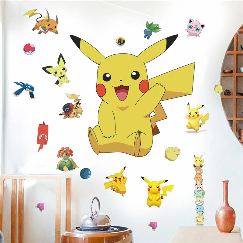 Cartoon Pikachu Wandaufkleber für Kinder DIY Wanddekoration Animiertes Poster