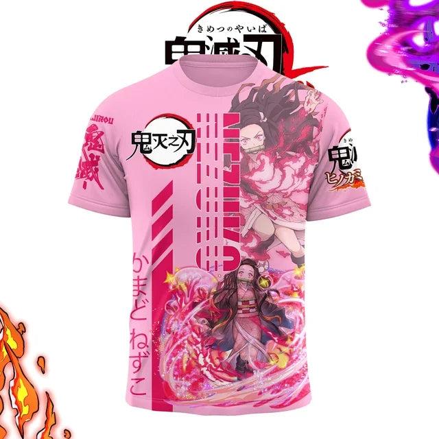 Demon Killer 3D Printed Unisex Short Sleeve T-Shirt Japanese Anime Street Fashion Breathable Top for Men