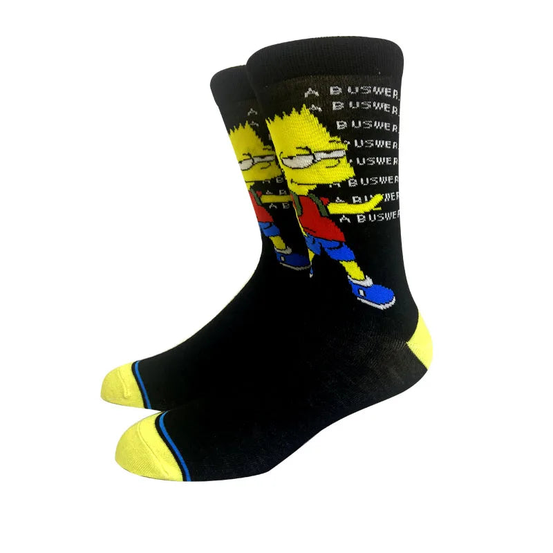 1 Pair The Simpsons Harajuku Socks – Cartoon Middle Tube Cotton for Men & Women