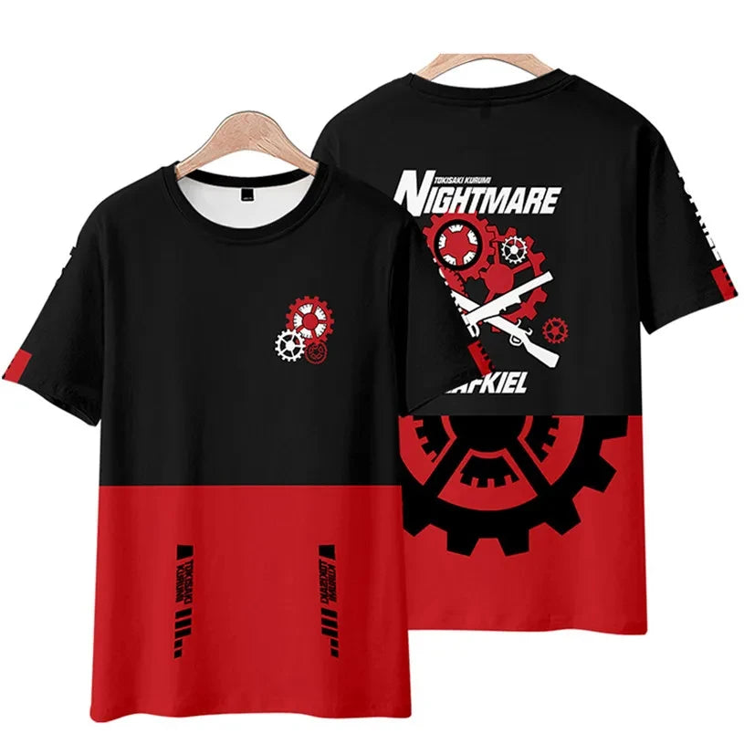 Anime Character Tokisaki Kurumi Print T-Shirt 3D Short Sleeve Summer Fashion Harajuku Style Cartoon Top for Men/Women Kids