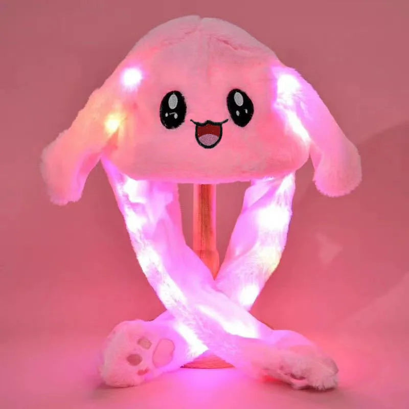 Chapeau de lapin en peluche à LED avec oreilles de lapin lumineuses – Joli chapeau de cosplay d'hiver pour adultes et enfants