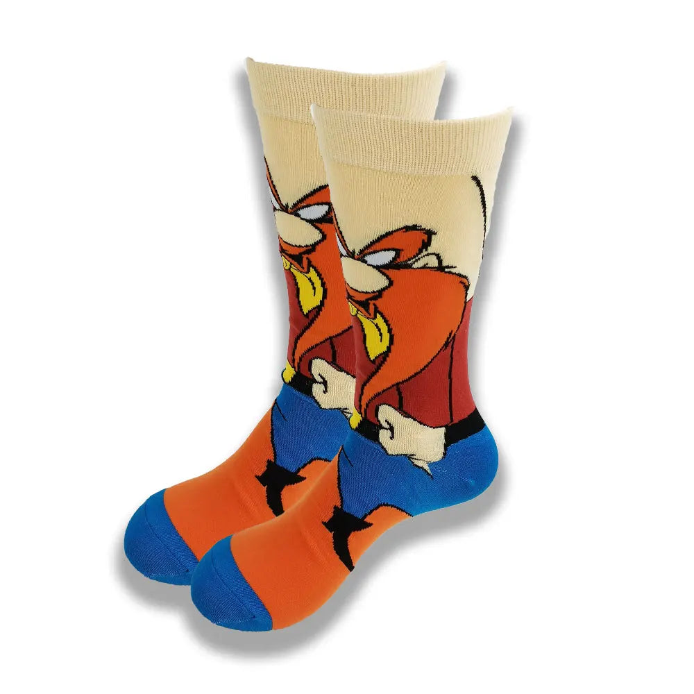 Lustige Socken mit Cartoon-Anime-Print – Personalisierter atmungsaktiver Baumwoll-Hip-Hop-Stil für Männer und Frauen