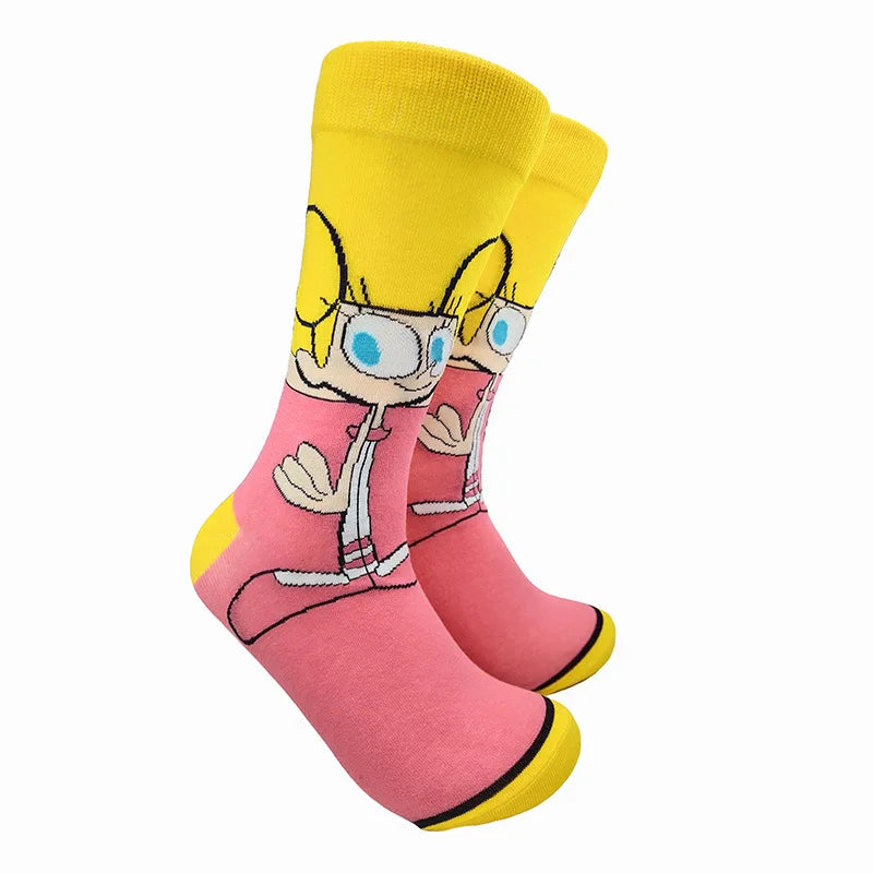 Modische Anime-Socken für Herren – Lustiger Hip-Hop-Stil mit hochwertigen Näh- und Cartoon-Mustern