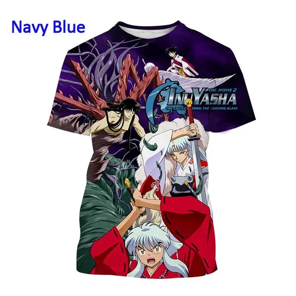 T-shirt imprimé 3D Inuyasha style anime d'été Harajuku décontracté