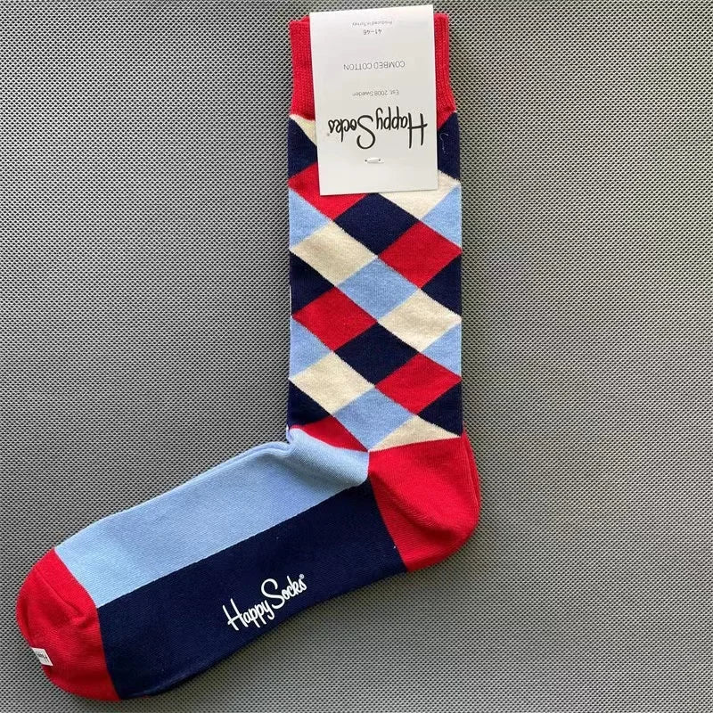 Diamond Check Happy Socks für Herren – Geometrische Sportsocken aus Baumwolle (Größe 41–46)