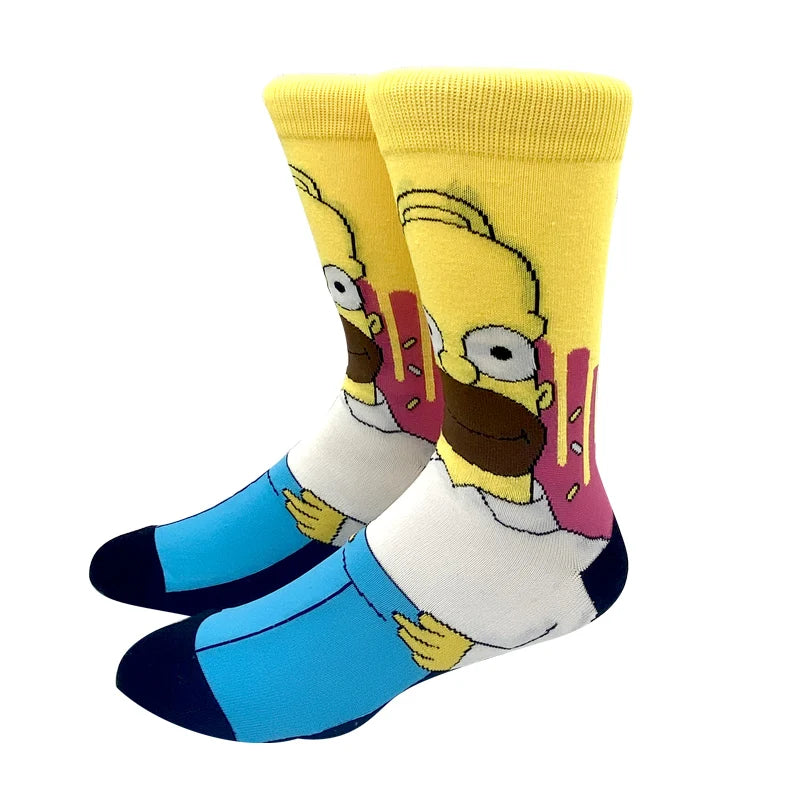 1 Pair The Simpsons Harajuku Socks – Cartoon Middle Tube Cotton for Men & Women