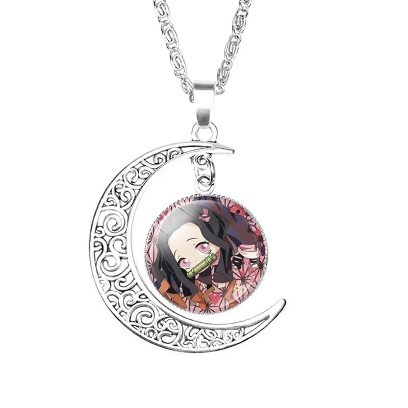 FIMAODZ Anime-Halskette – My Hero Academia & Demon Slayer Glasedelstein-Mondanhänger, Midoriya & Todoroki Schmuckgeschenk
