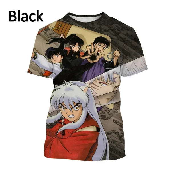 T-shirt imprimé 3D Inuyasha style anime d'été Harajuku décontracté