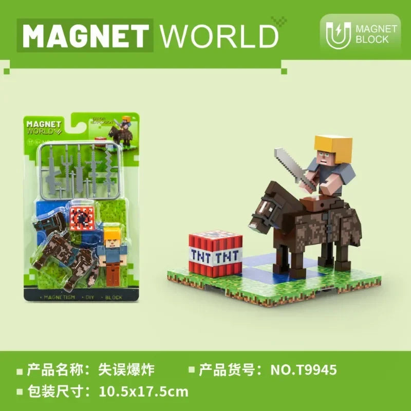 Minecraft Steve Mini Actionfiguren Anime Magnetblöcke Modell MC Spielfigur Puzzle