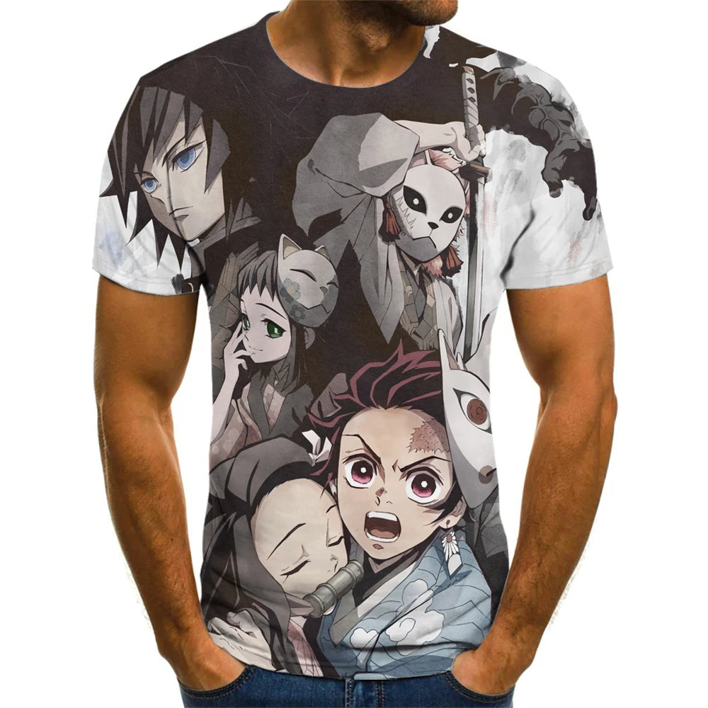 Demon Slayer 3D Print T-Shirt – Unisex Summer Fashion Casual Harajuku Streetwear