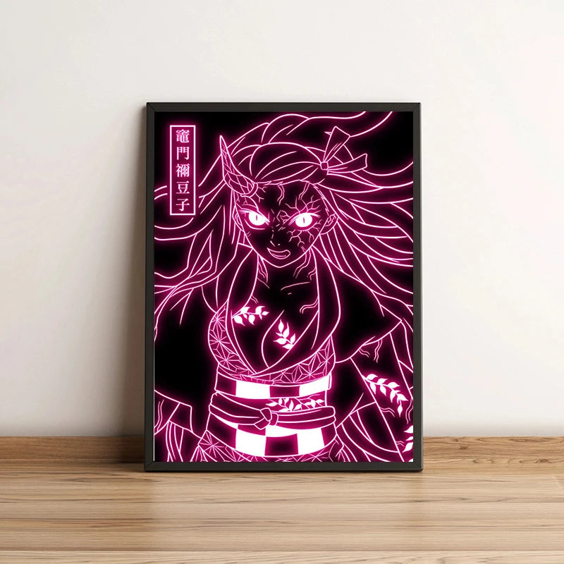 Neon-Stil Poster Leinwand Malerei Japan Anime Cartoon Figur Wandkunst für Wohnzimmer Home Decor ungerahmt