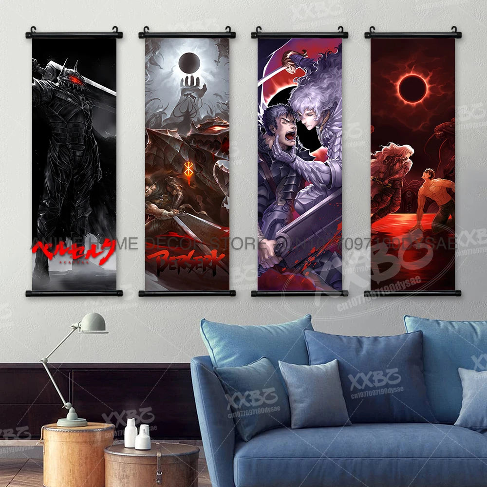 Berserk Poster Black Swordsman Wall Artwork Scrolls Anime Home Decoration