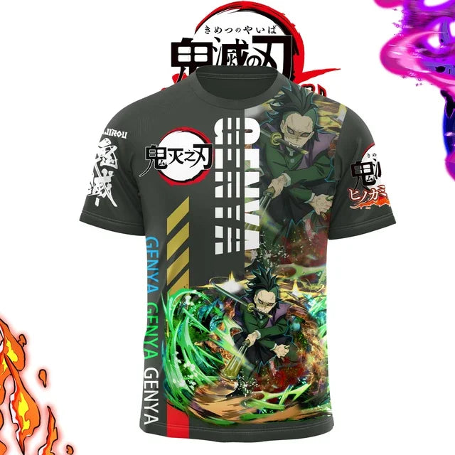 Demon Killer 3D Printed Unisex Short Sleeve T-Shirt Japanese Anime Street Fashion Breathable Top for Men