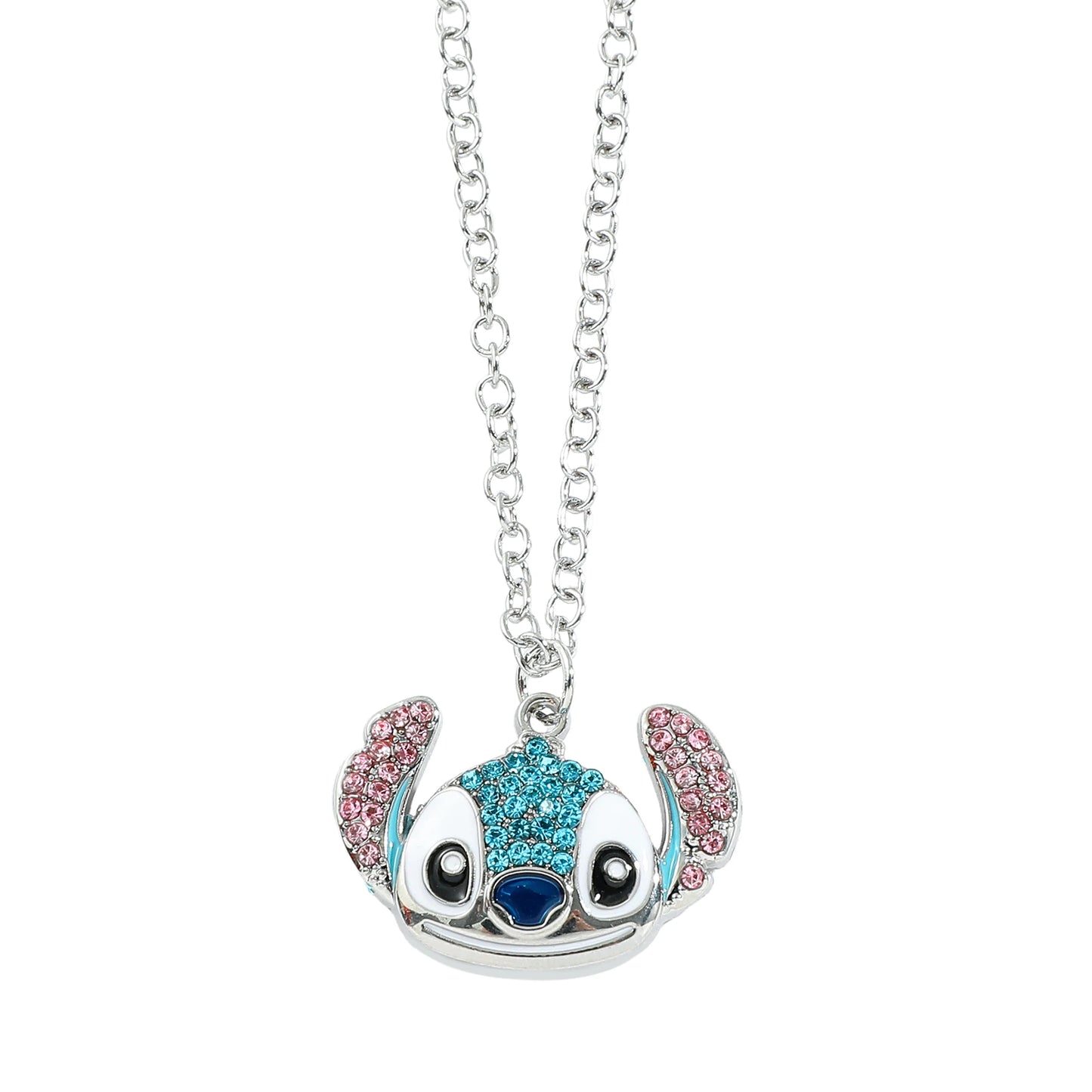 Disney Stitch Cartoon Halskette – Süßer Persönlichkeitsanhänger mit Strasssteinen, Pulloverkette als Geschenk