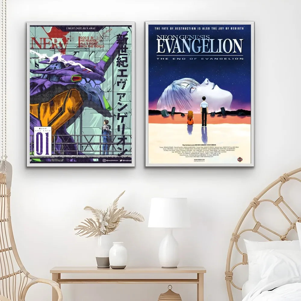 Anime N-Neon G-Genesis E-Evangelions Cooles Poster, klebrige Wandkunst, wasserdichte Heimdekoration