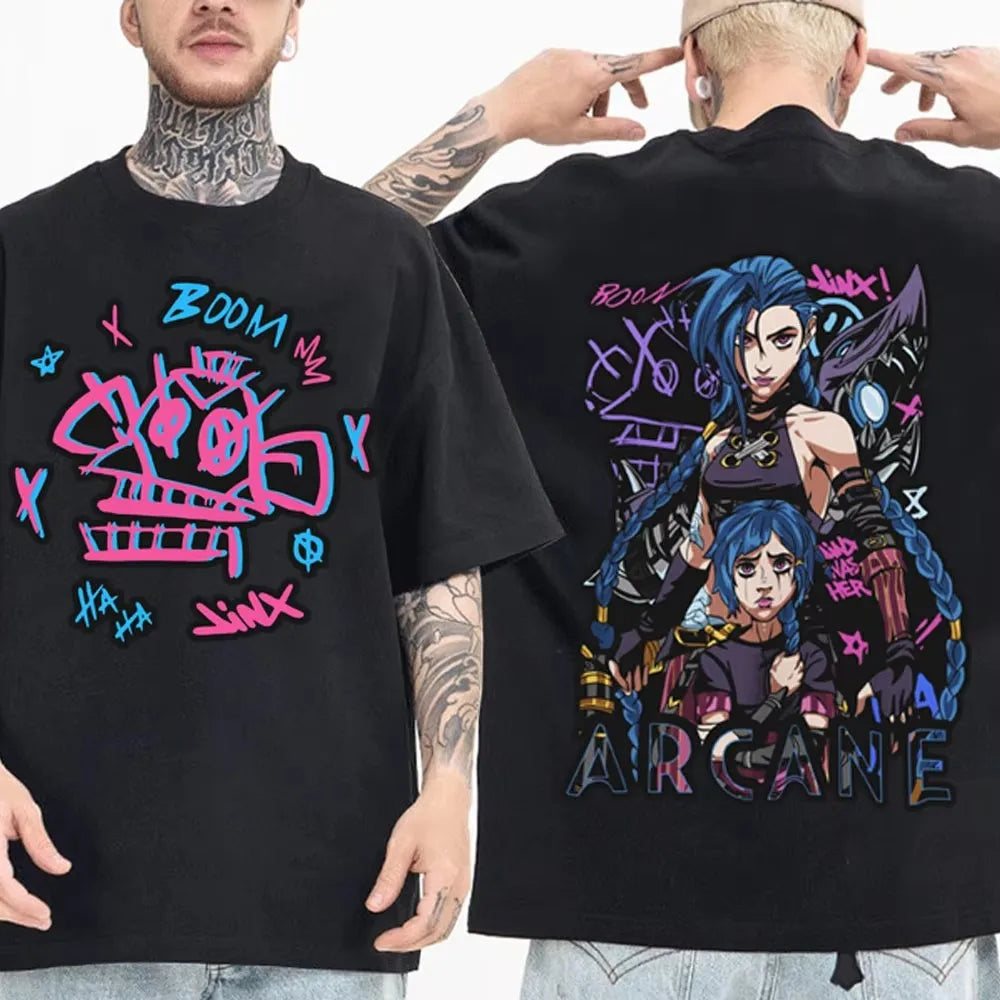 Jinx Arcane Monkey T-Shirt – Women’s Anime Cosplay Grunge Aesthetic Tee