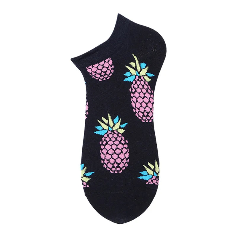 40-Style Bunte Baumwoll-Söckchen für Herren – Lustige Avocado, Tiere & Kunstdrucke