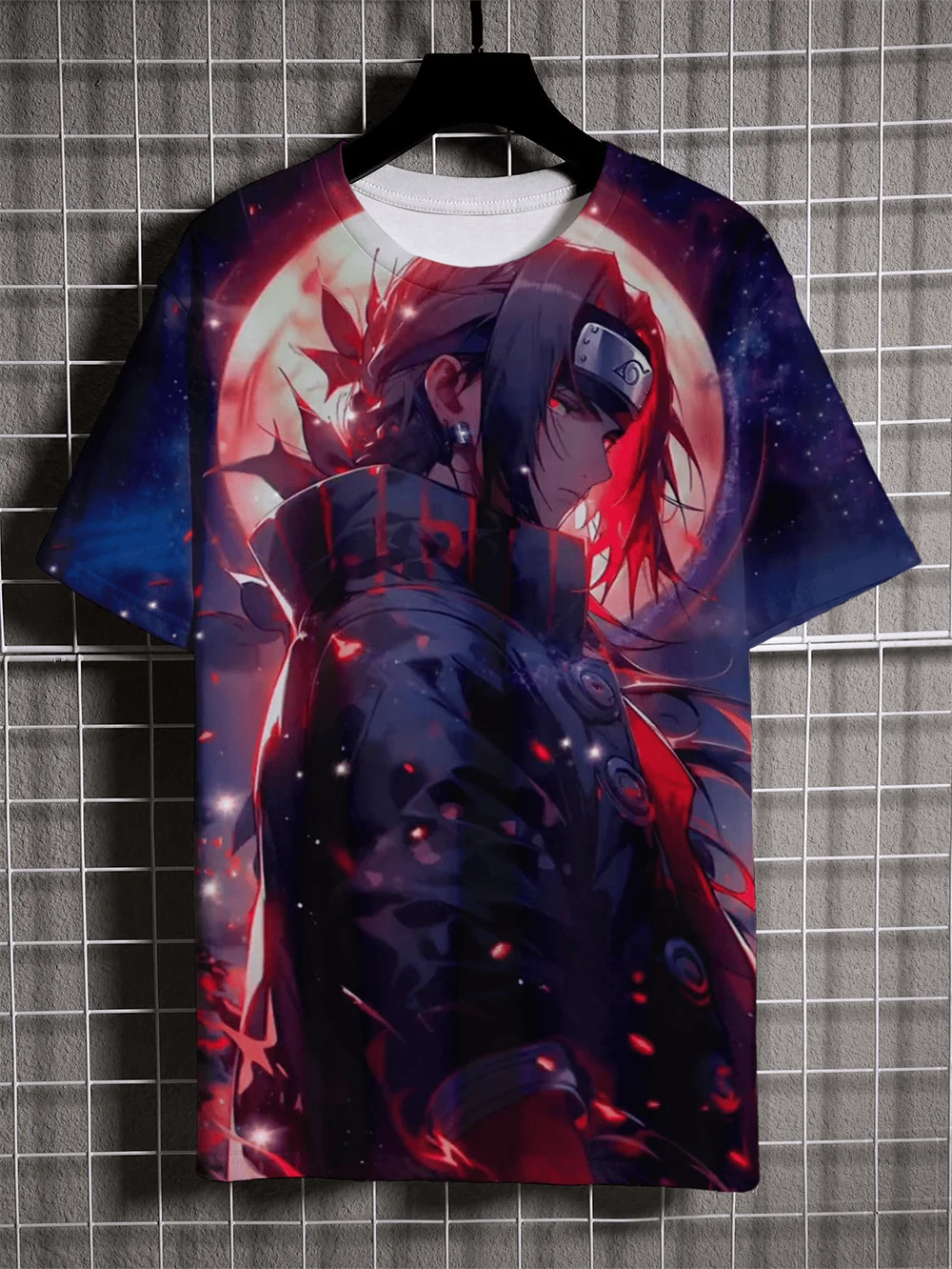 T-shirt imprimé 3D Naruto Uchiha Sasuke pour homme, style hip-hop surdimensionné