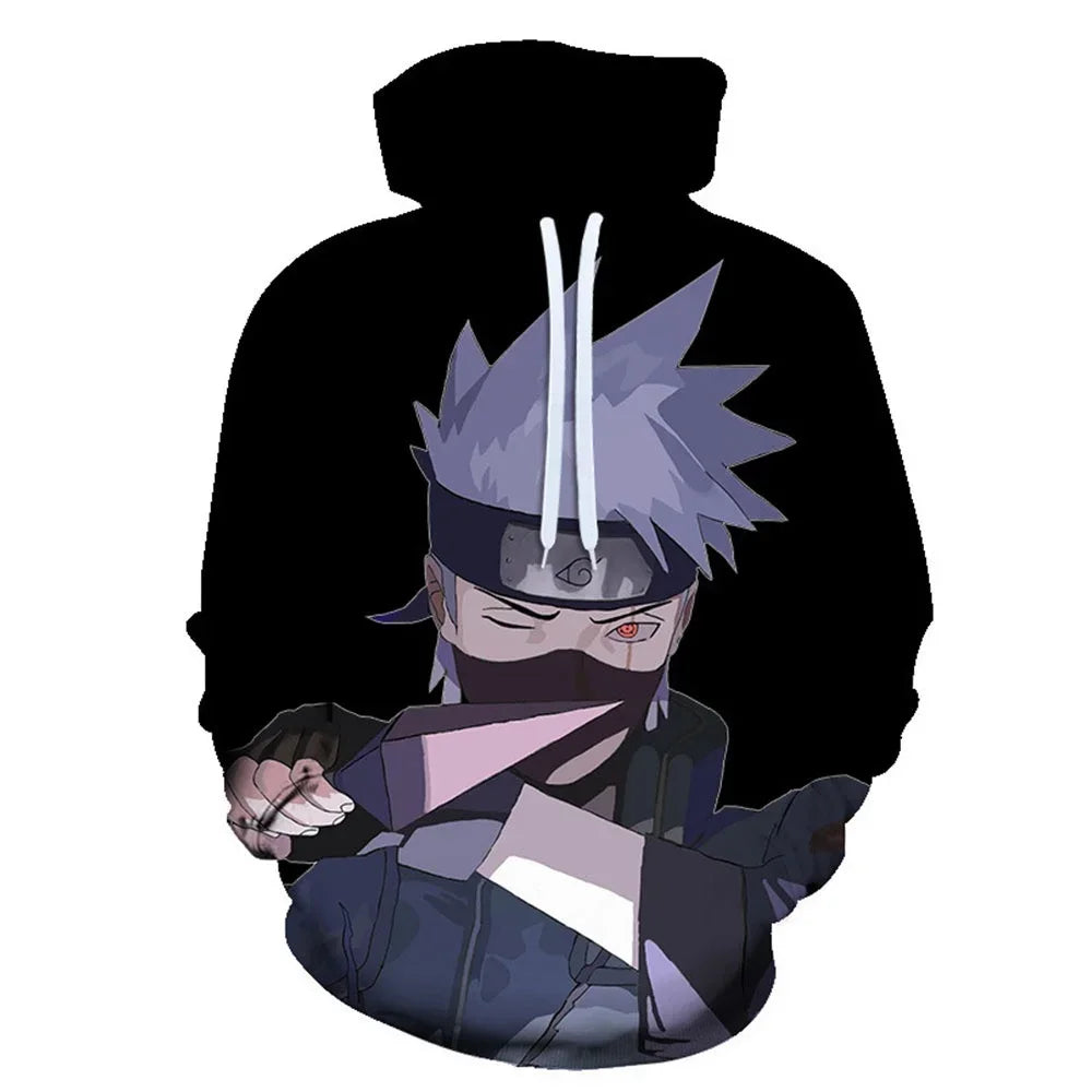 Naruto 3D Printed Kakashi Hoodie – Men’s Short Sleeve Hip Hop Streetwear Sweatshirt