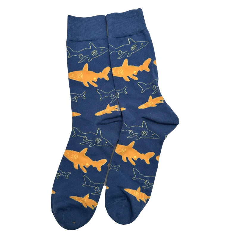 Lässige Socken – Lustiger Hai-, Bienen- und Enten-Cartoon-Druck, Harajuku-Skateboard-Stil
