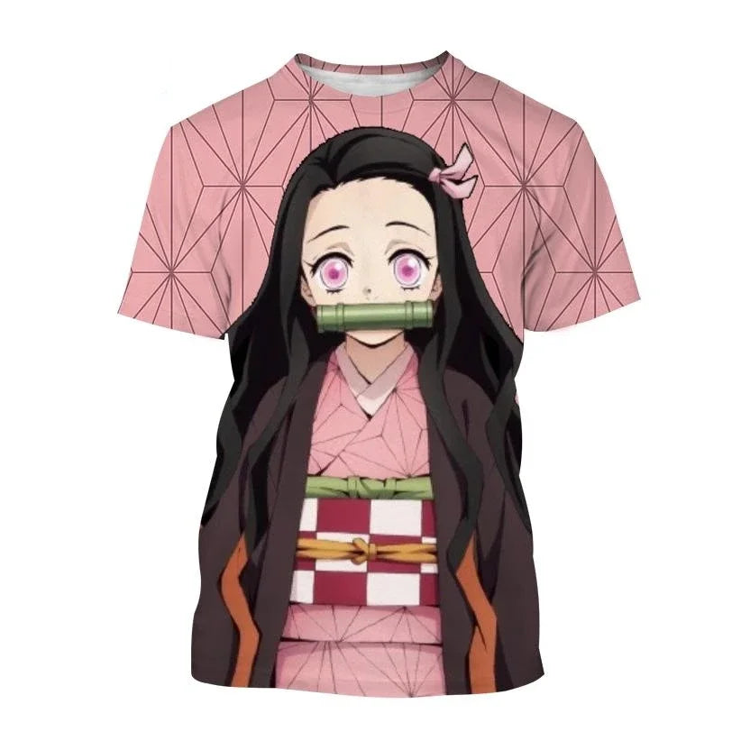Chemise De Manga Courte Avec Estampado 3D De Anime Demon Slayer, Kimetsu No Yaiba, Kamado, Nezuko, Kochou, Shinobu