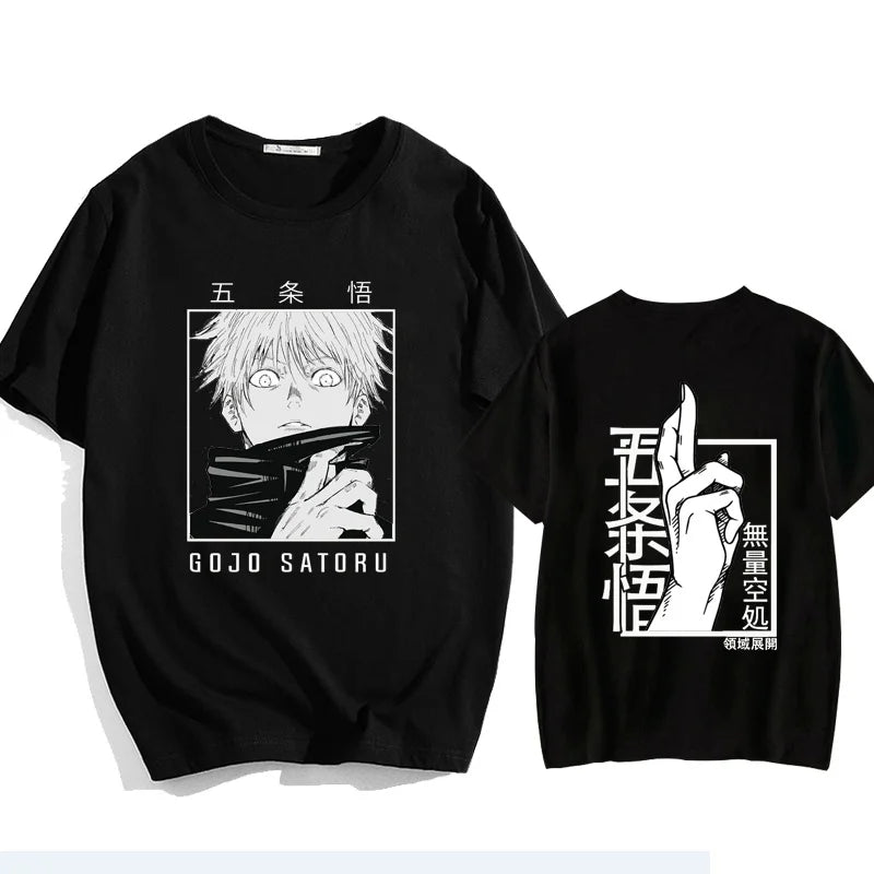 Anime Gojo Satoru Printed T-Shirt Loose Fit Y2K Harajuku Top