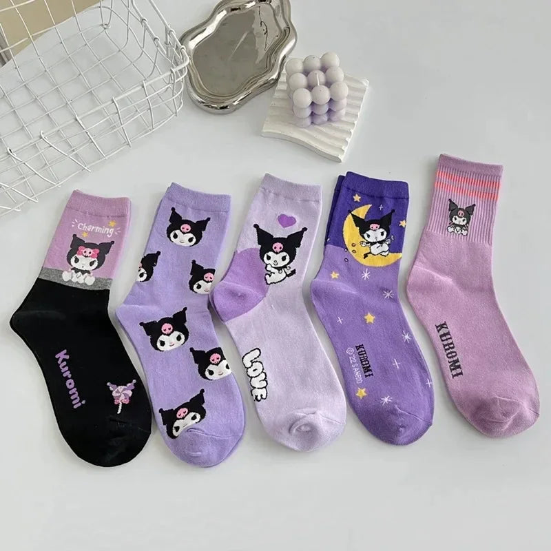 Koreanischer Frühlings- und Sommer-Cartoon-Studentensocken aus weicher Baumwolle, 5-teiliges Set mit Animationsderivat, auffälliges, atmungsaktives Netzgewebe