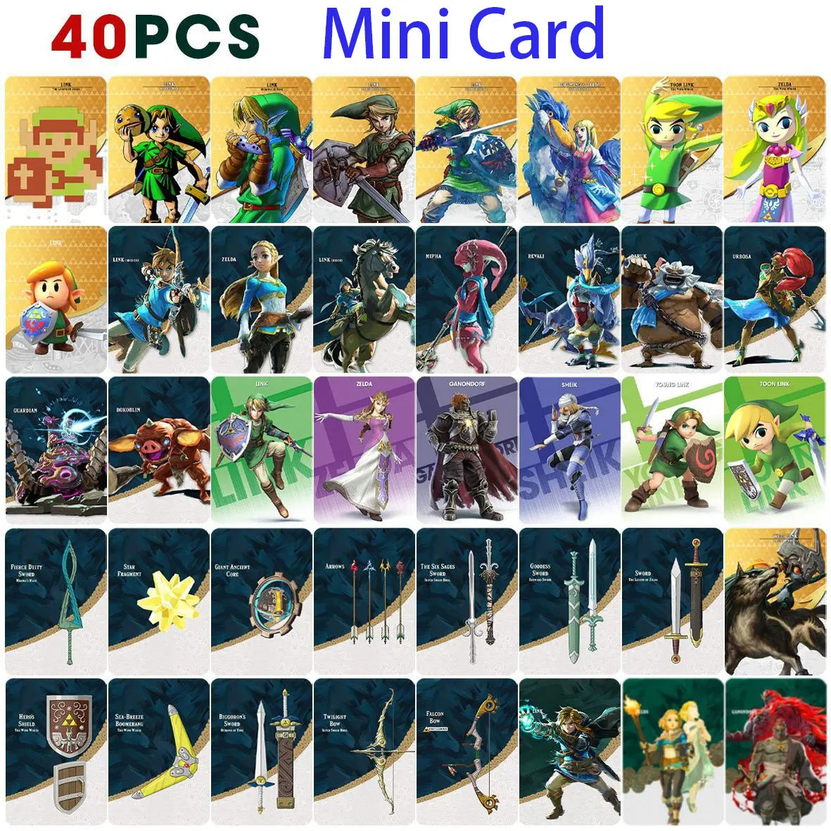 Neuer Stil, 40 Stück Zelda Amiibos-Karten gelten für die Legende