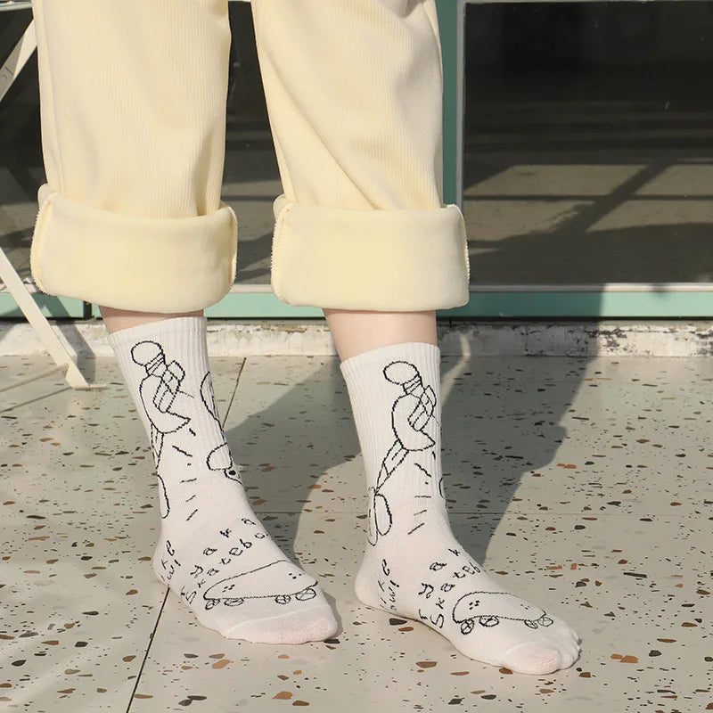 Frühling & Herbst INS Tide Cartoon Tube Socken – Dünne Baumwoll-Sportsocken für Damen & Herren