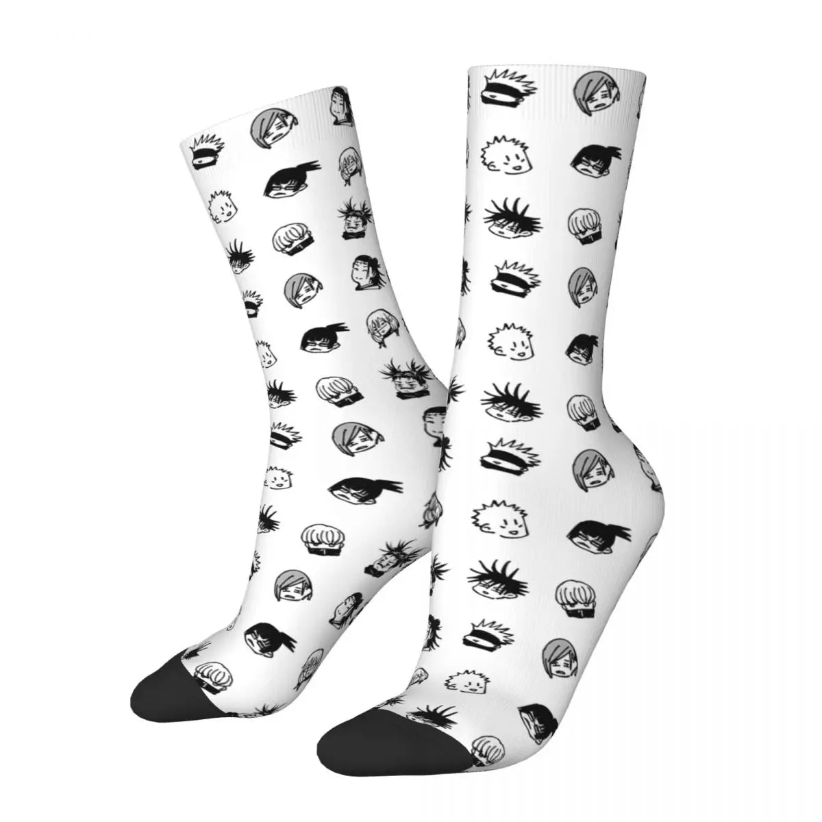 Retro Jujutsu Kaisen Sportsocken – Niedliche Gojo Sensei Polyester-Mittelröhre, Unisex & Schweißabsorbierend