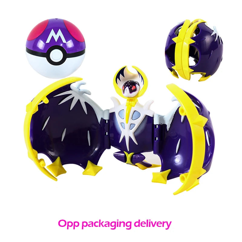 Verwandelnde Pokémon-Pokéball-Figuren – Pikachu, Glurak, Venusaurier, Blastoise, Mewtu, Gyarados, Solgaleo, Lunala und Evoli als Spielzeug